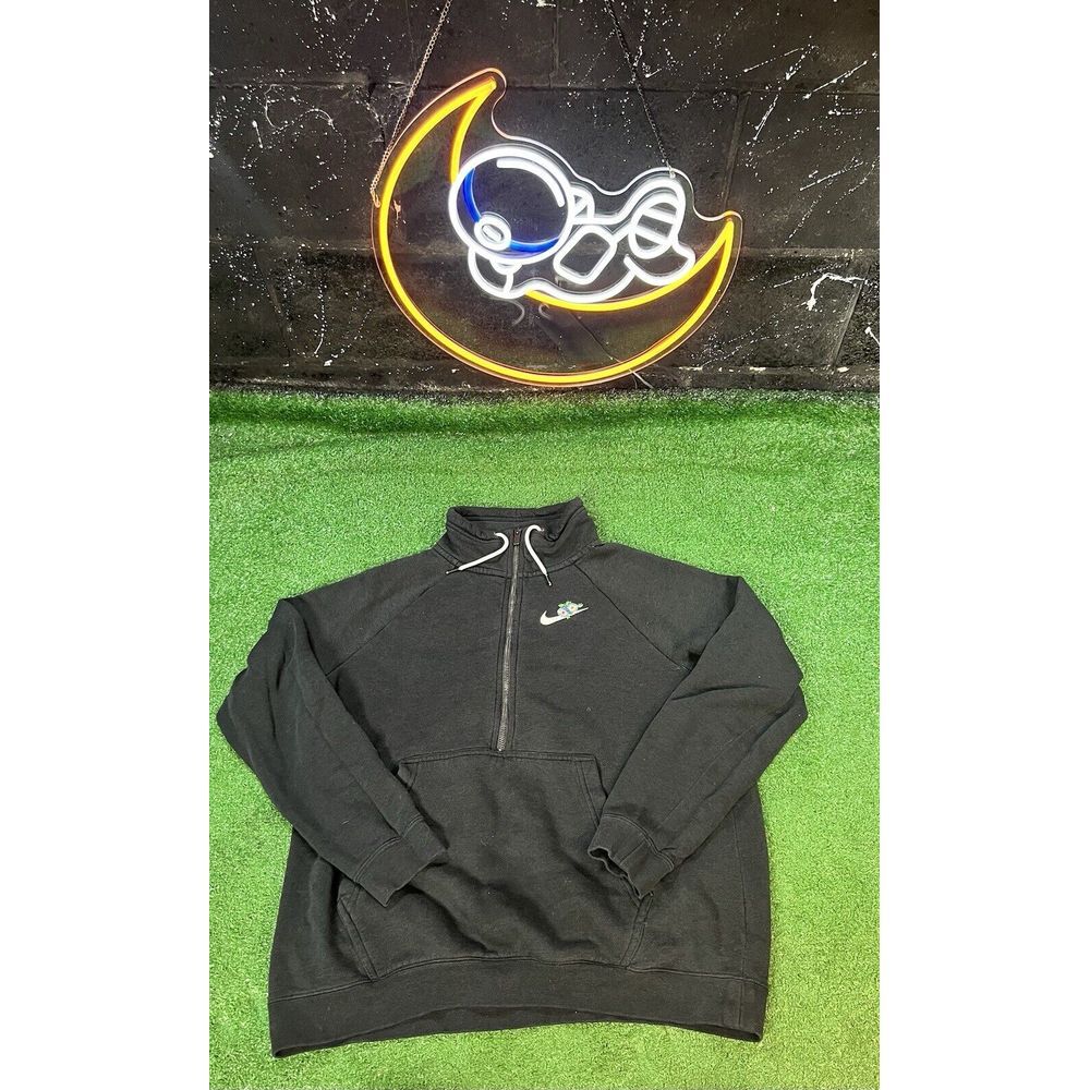 Nike Women's Sportswear Half-Zip Floral Pullover Black BQ8846-010 Size Large